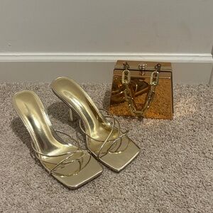 Fashion Nova Gold Strappy Heels
